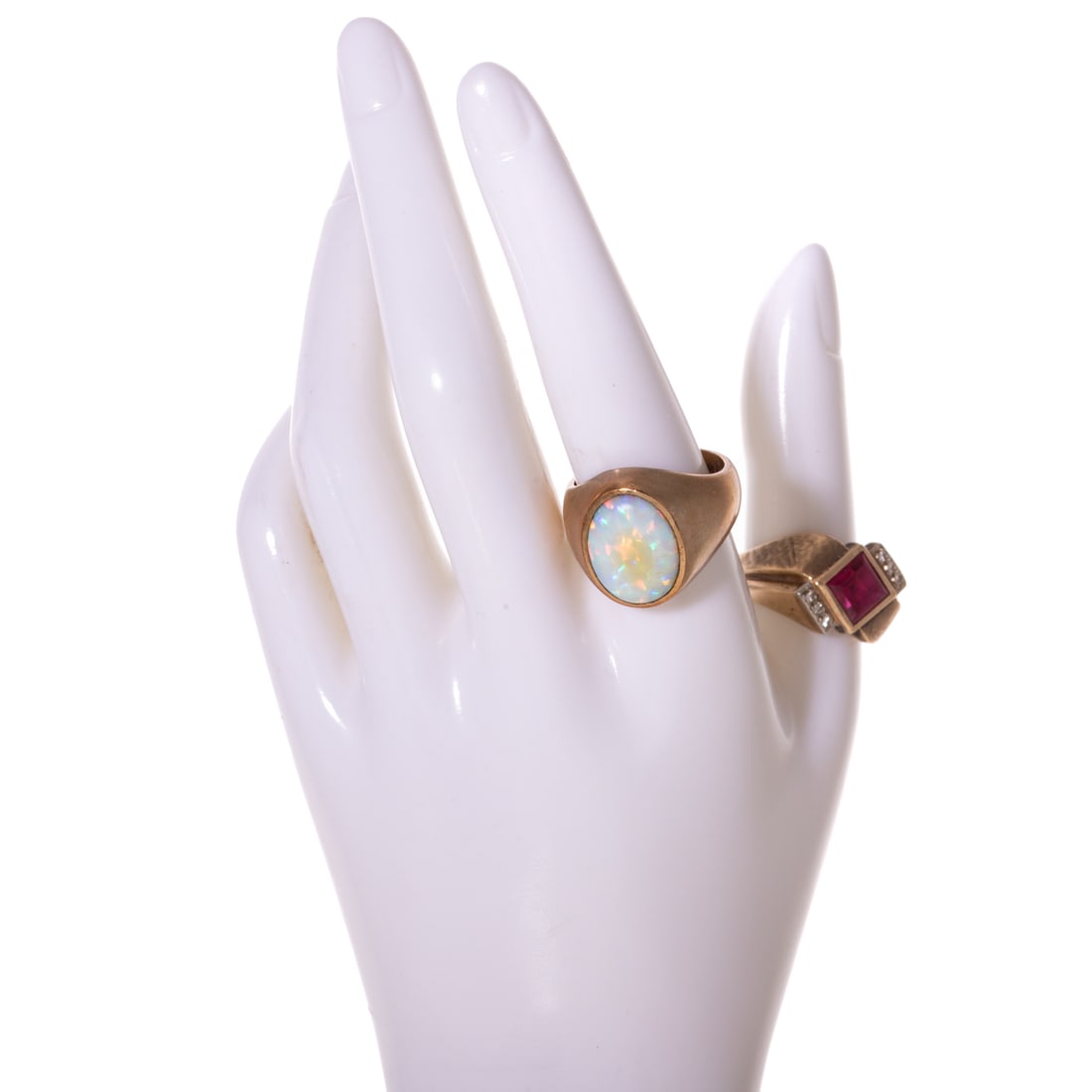 Two Gemstone Rings in 10K - 6
