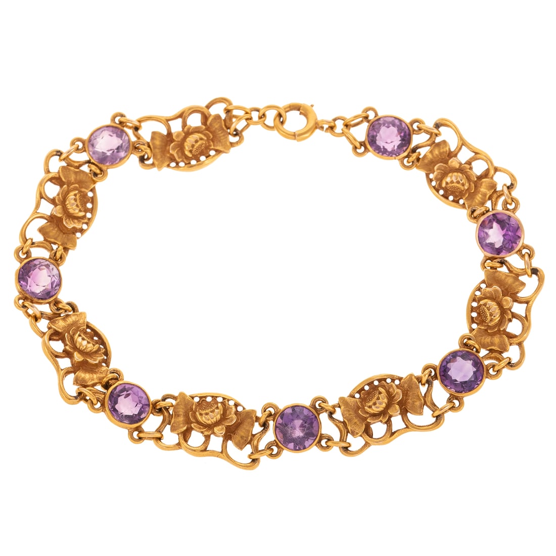 An Amethyst & Floral Link Bracelet in 14K (1 of 4)