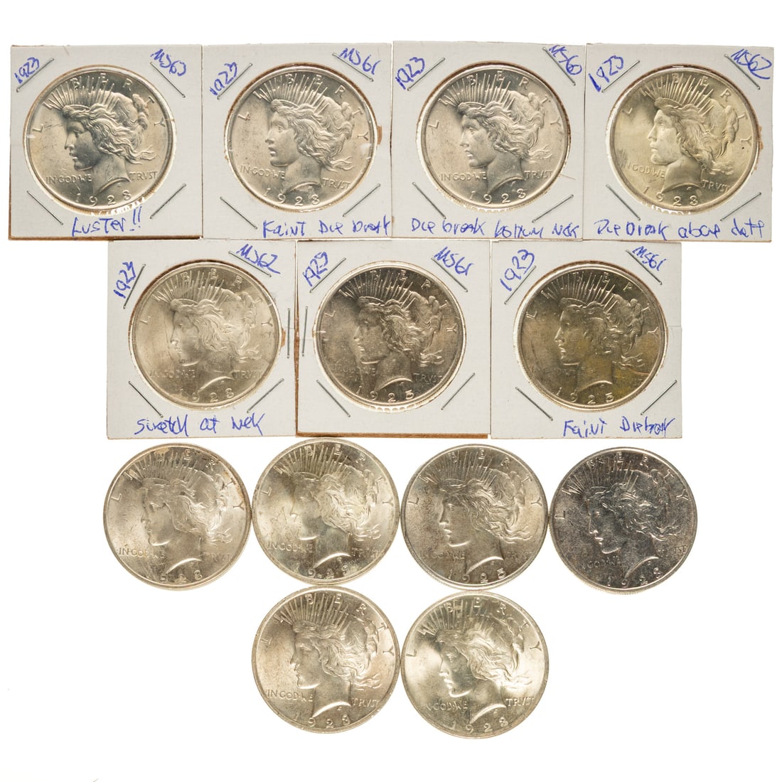 13 AU & Uncirculated Peace Dollars (1 of 4)