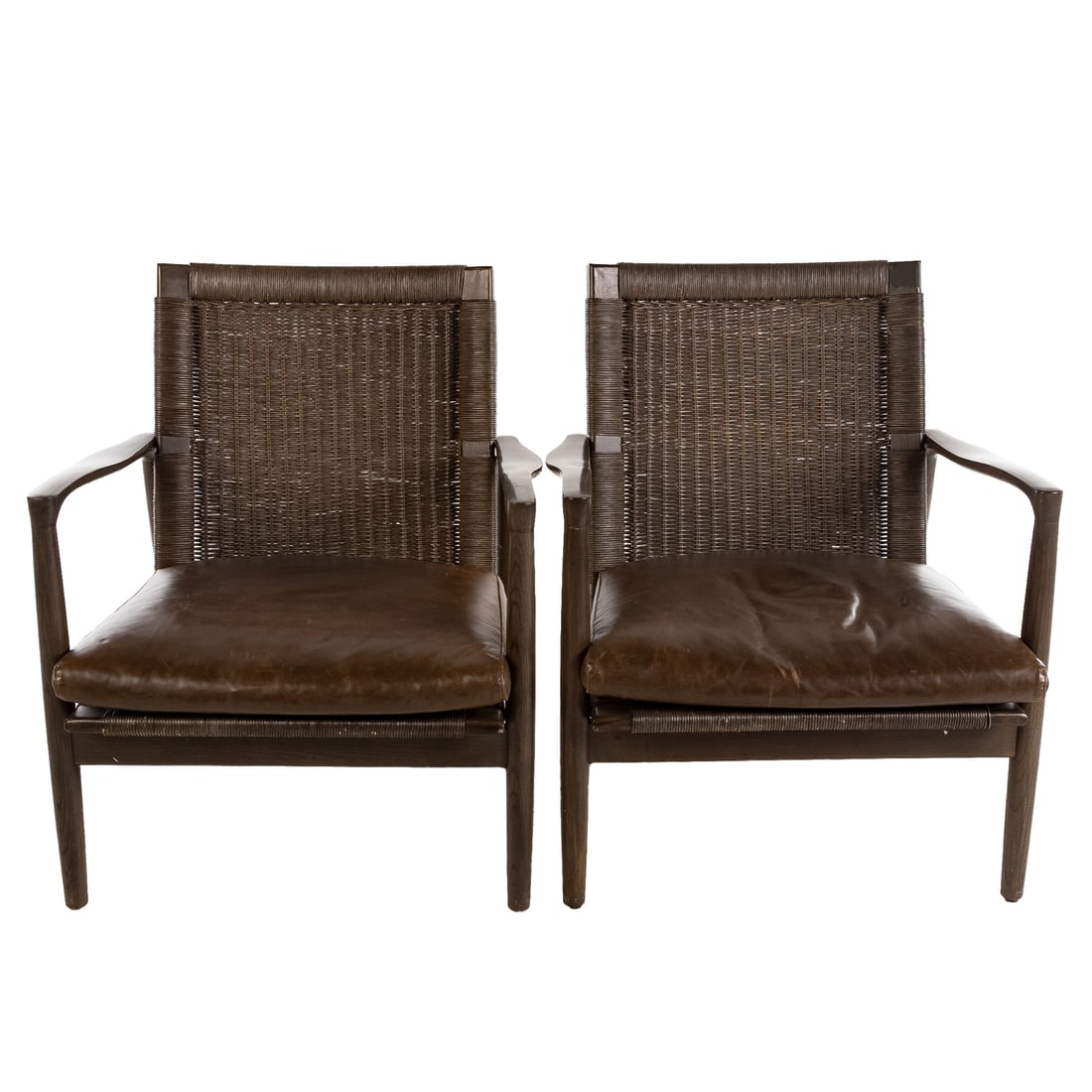 A Pair of Crate & Barrel Leather "Sebago" Armchairs (1 of 5)