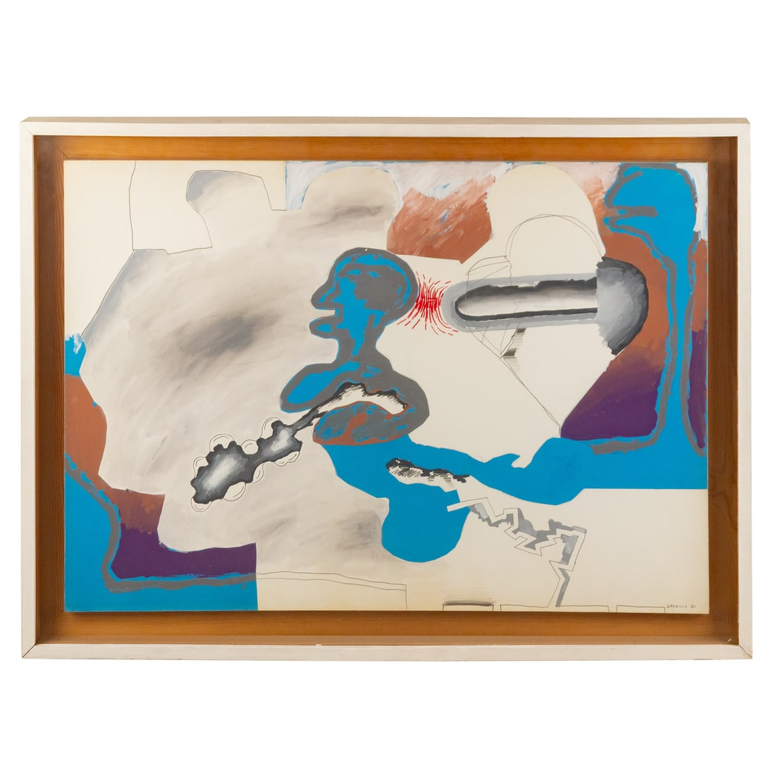 Luis Gordillo. Untitled, mixed media: (Spanish, b. 1934) Mixed media on board, 1980, signed lr, 27 x 37 in., mounted inside a frame: 32 x 44 in. Provenance: From the Estate of Michael L. Milligan, Baltimore, MD