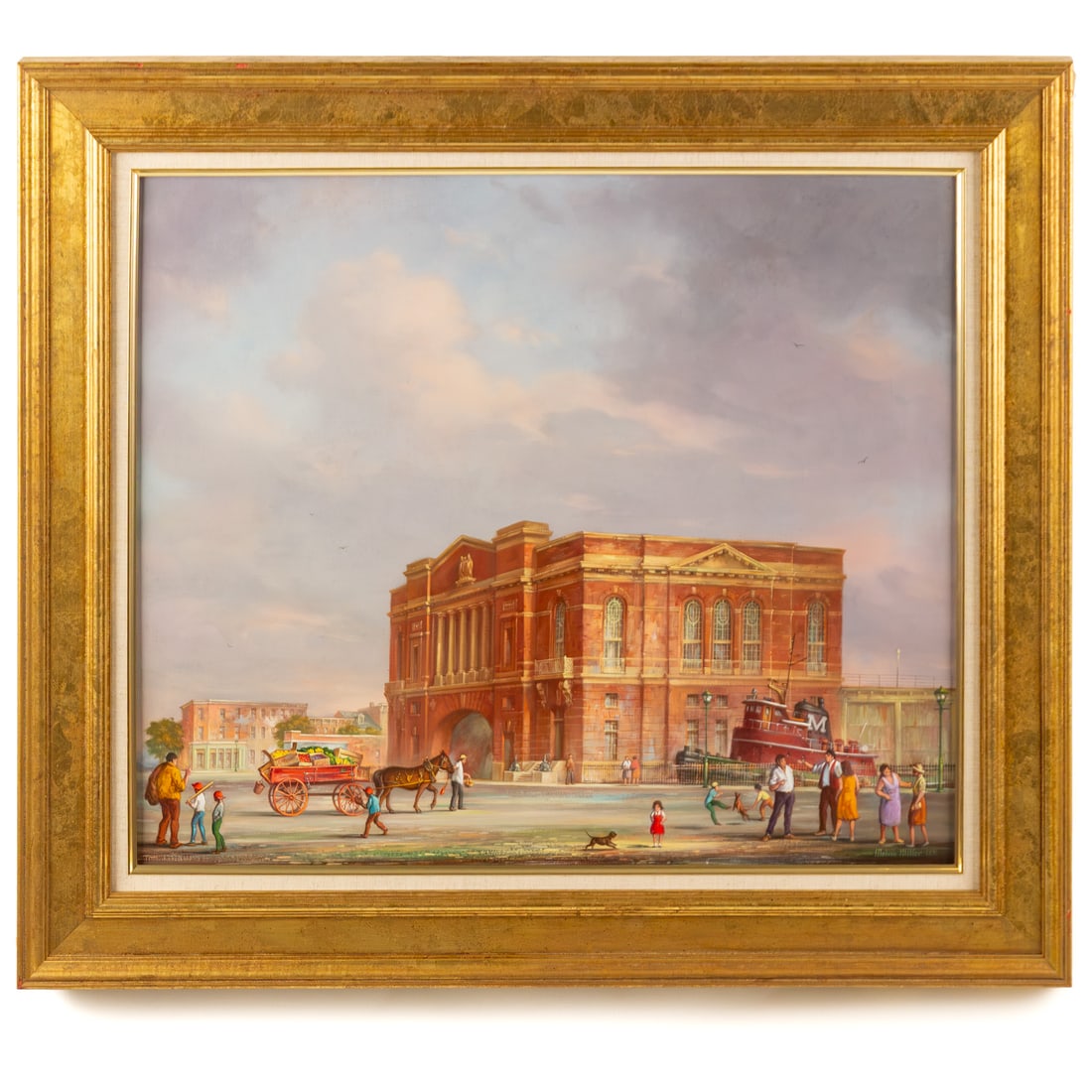 Melvin Miller. "Thames St," oil: (American, 1937-2007) Oil on canvas, 1981, signed and dated lr, numbered 1701 and titled on verso, sight size: 22 x 25 1/2 in., framed size: 29 x 33 in. Provenance: Acquired from the artist, from long