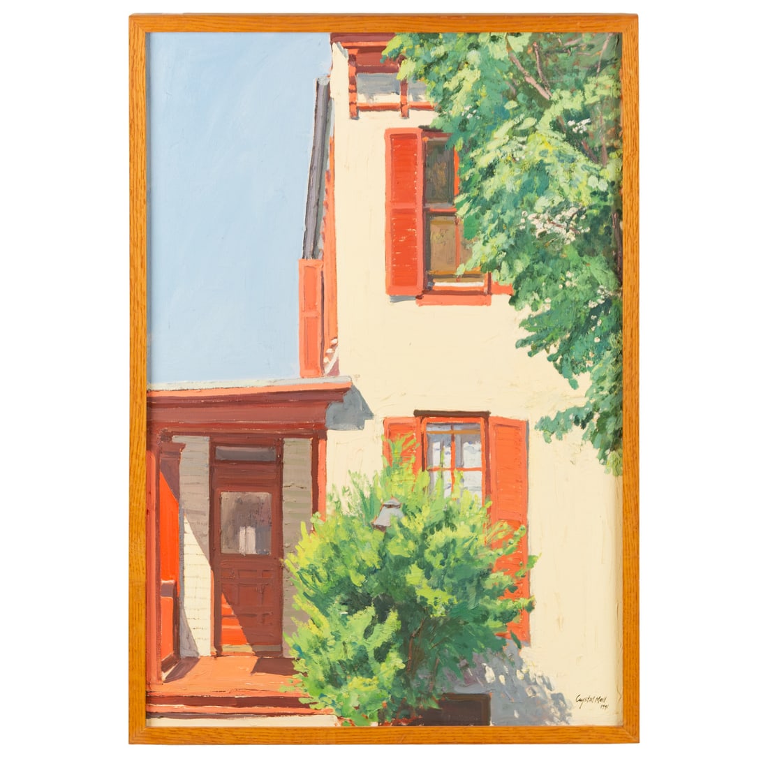 Crystal Moll. "St. Paul St.," oil: (American, 20th century) Oil on canvas, 1991, signed and dated lr, canvas size: 32 x 22 in., framed size: 33 1/4 x 23 1/4 in. Provenance: Acquired from the artist, from longtime collectors of