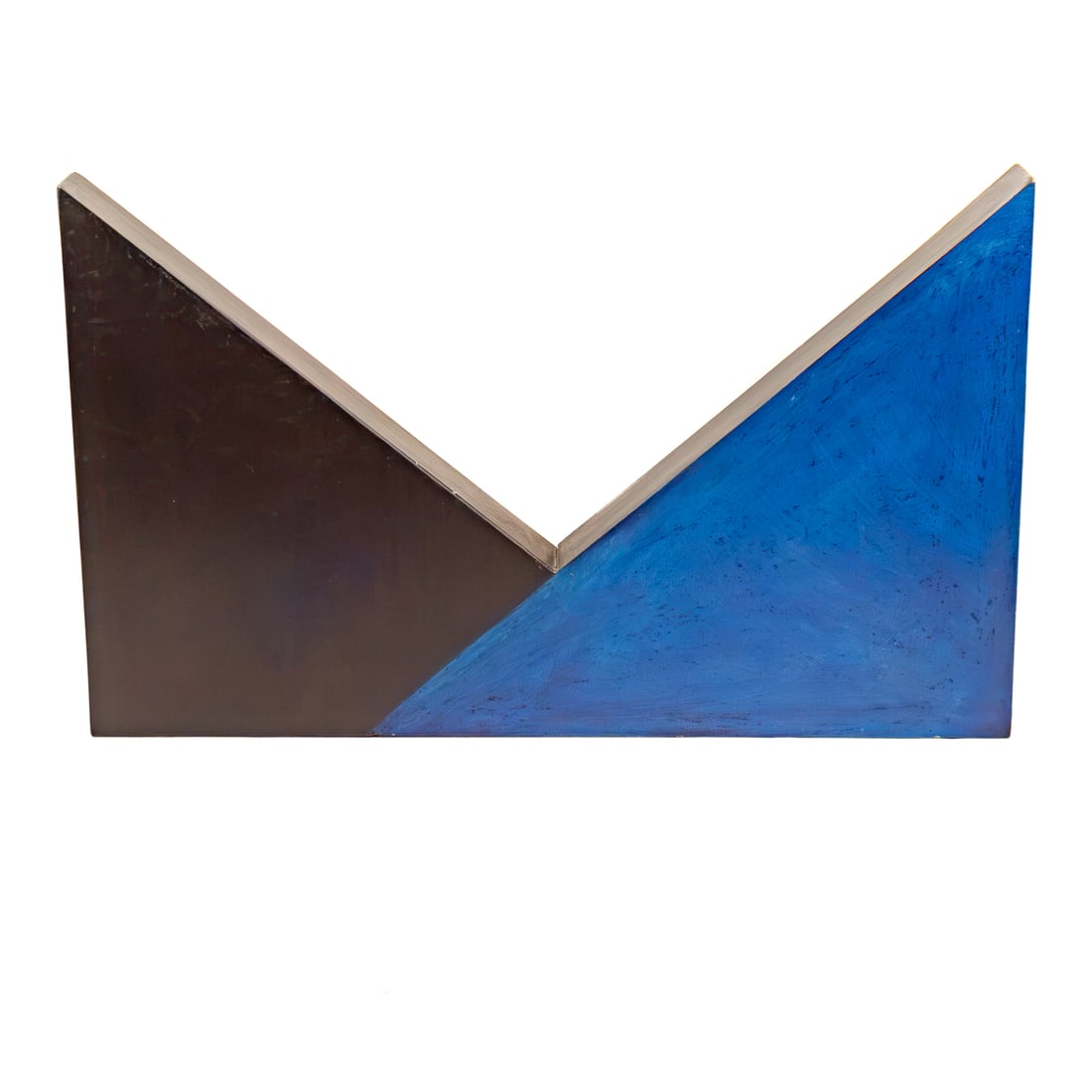 Chris Knipp. "Blue Harmony," wood construction: (American, 20th century) Painted wood 3-D construction, 1992, signed on verso, overall size: 23 1/2 in. H, 39 in. W, 4 in. D Provenance: Acquired from the artist, from the Estate of Michael L.