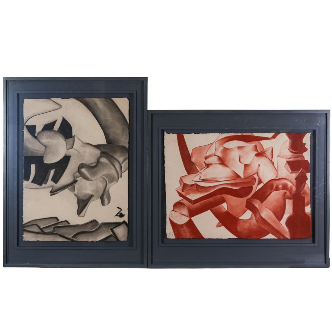 Robert Chapman. Two Fantastical Works, chalk: (American, 20th century) Chalk works on paper 1) "Medicine," red chalk on paper with deckled edges, 1990, initialed and dated "RC 90" ll, signed, titled and dated on verso, sheet size: 22 1/2 x 31
