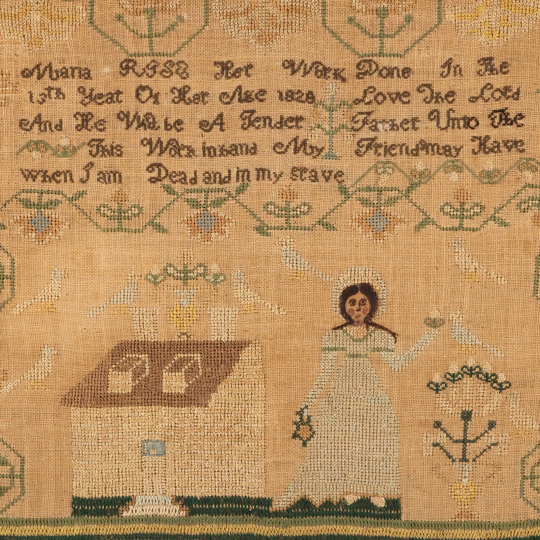 American 19th Century Needlework Sampler - 2