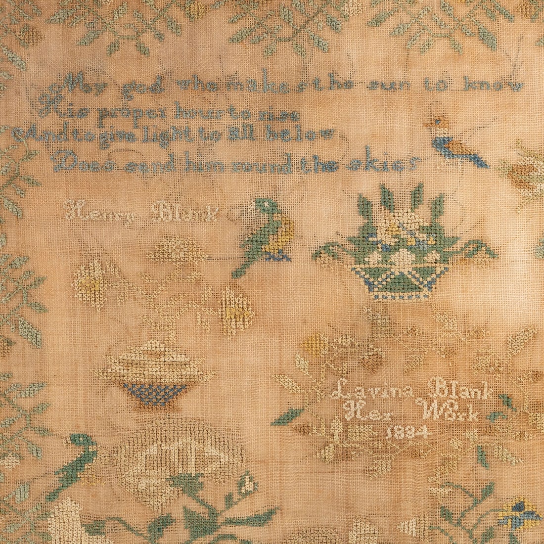 American 19th Century Needlework Sampler - 2