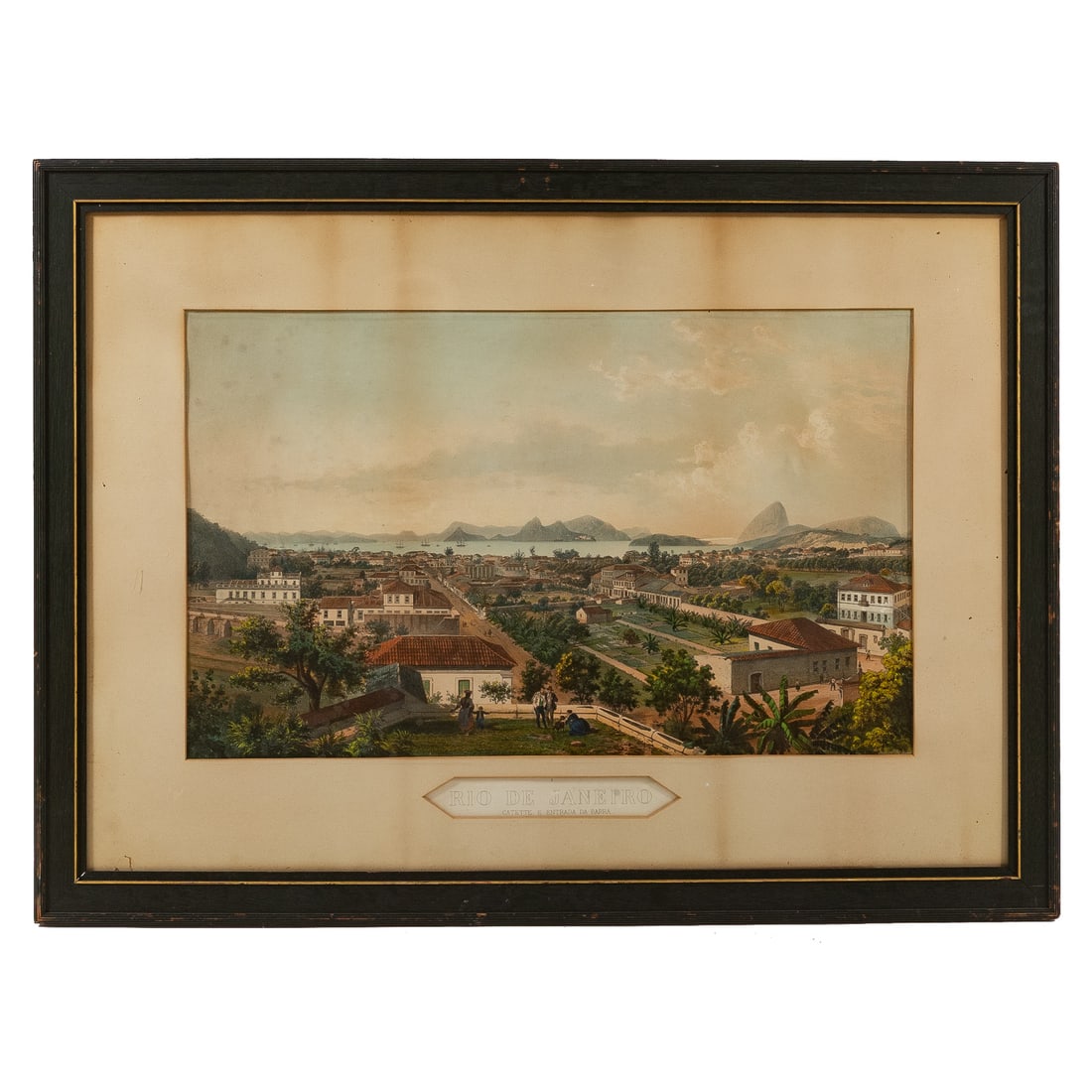 Eugene Ciceri. "Rio de Janeiro," color lithograph: (French,1813-1890) Color lithograph, sight size: 19 x 27 in., framed size: 28 3/4 x 38 1/2 in. Provenance: From a private Maryland collector