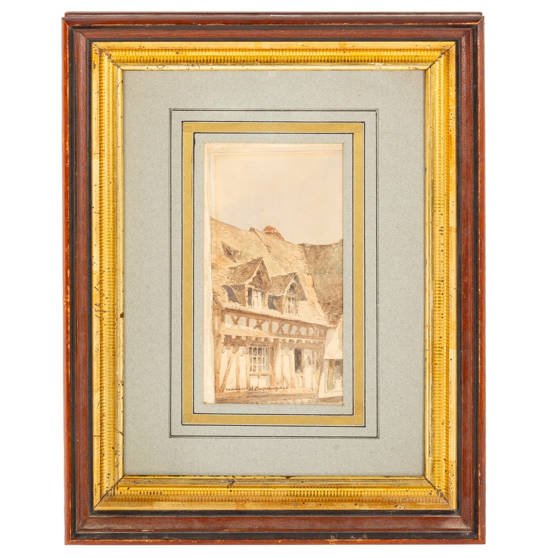 Maurice Brazil Prendergast. Tudor House, watercolor: (American, 1858-1924) Watercolor on paper, signed "Maurice B. Prendergast" lr, paper size: 9 1/4 x 5 1/2 in., framed size: 16 x 12 1/2 in. Provenance: From a private Maryland collection