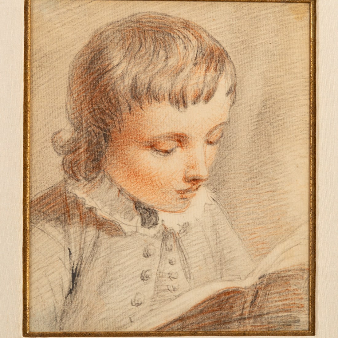 French School. Two Conte Crayon Drawings - 2