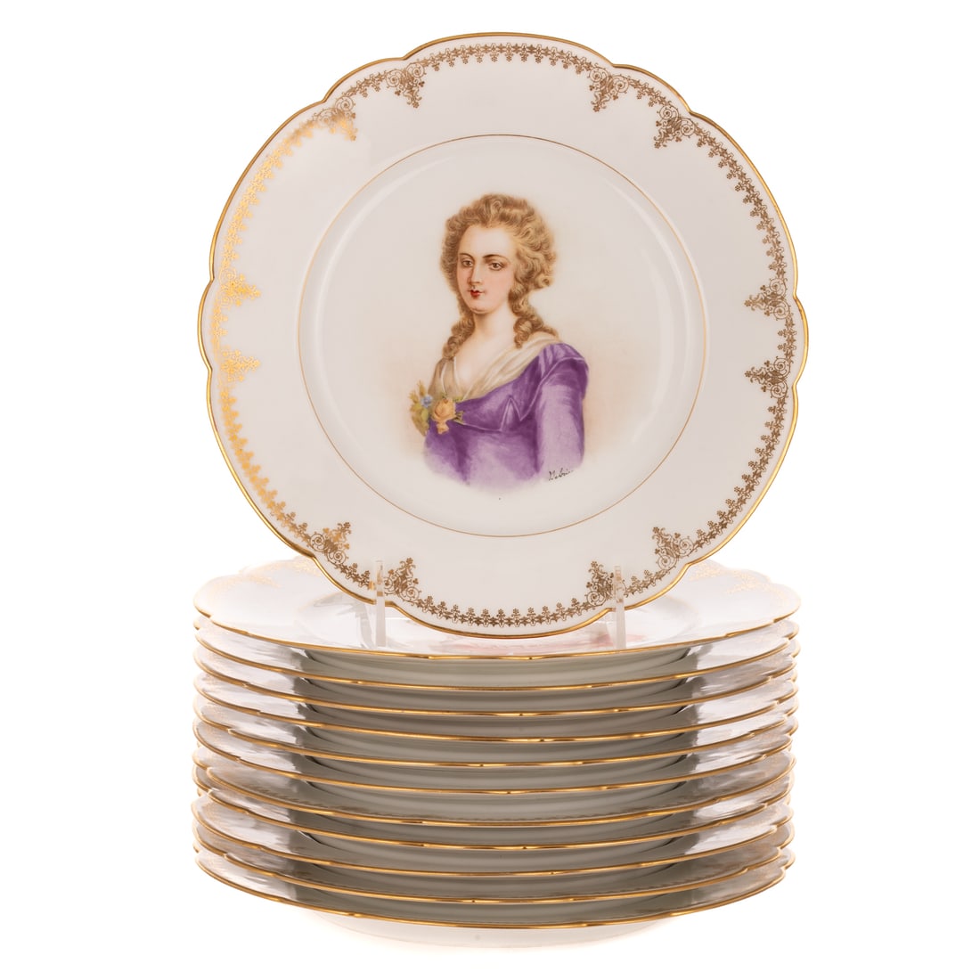 Set of 12 Sevres Porcelain Portrait Plates (1 of 7)