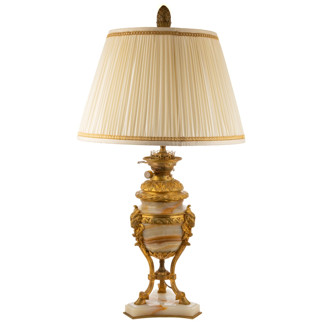 A Rams Head Onyx & Gilt Table Lamp (1 of 4)
