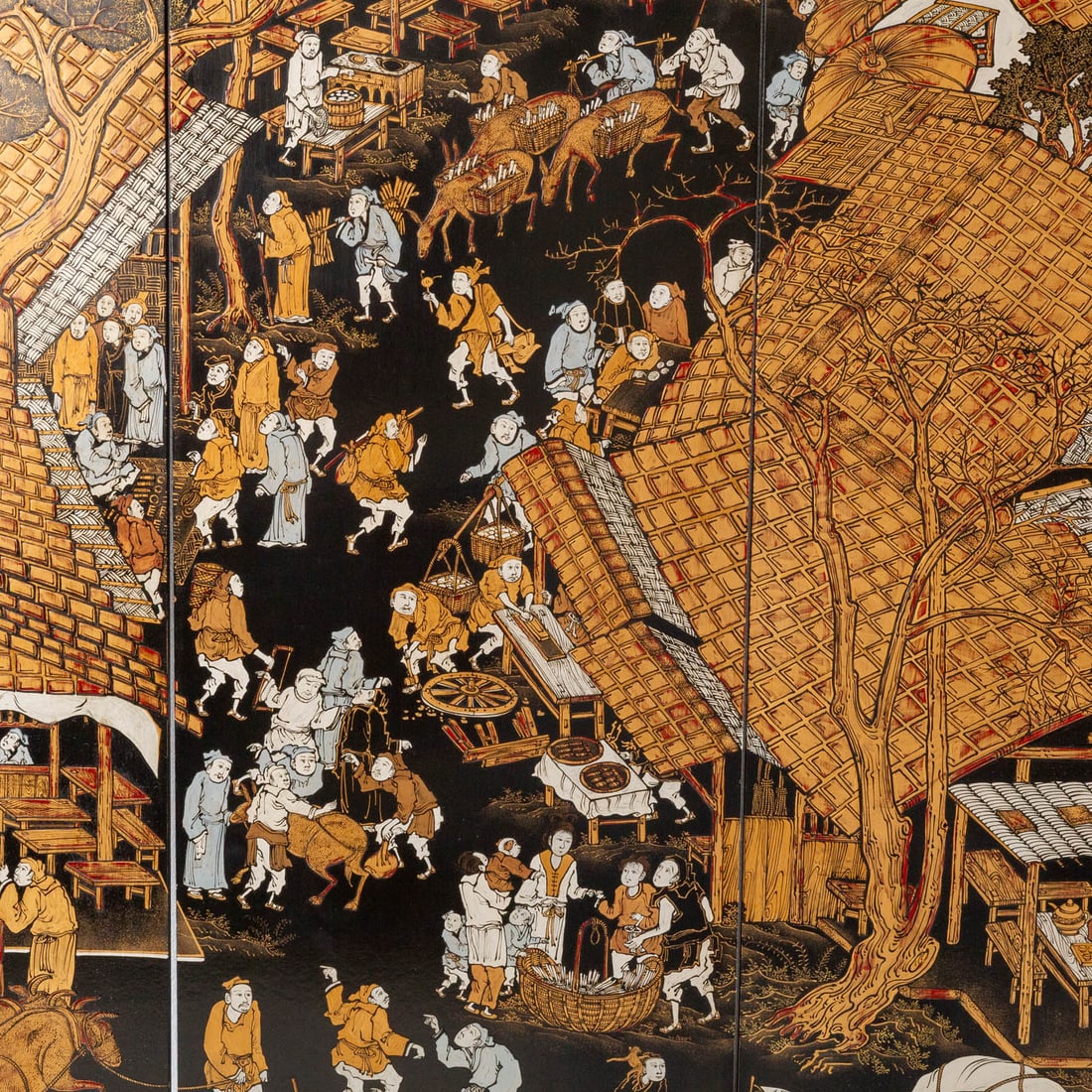 Eight Chinese Lacquer Panels - 4