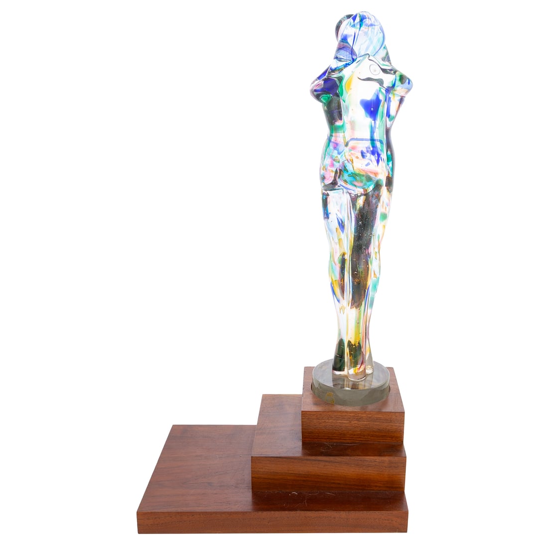 Silvano Signoretto Murano "Lovers" Sculpture: A Silvano Signoretto Murano glass "Lovers" sculpture later mounted as lamp, signed and with Vecchia Murano sticker still attached, includes paperwork, 20 1/2 in. total H, 16 in. H sculpture only, 11