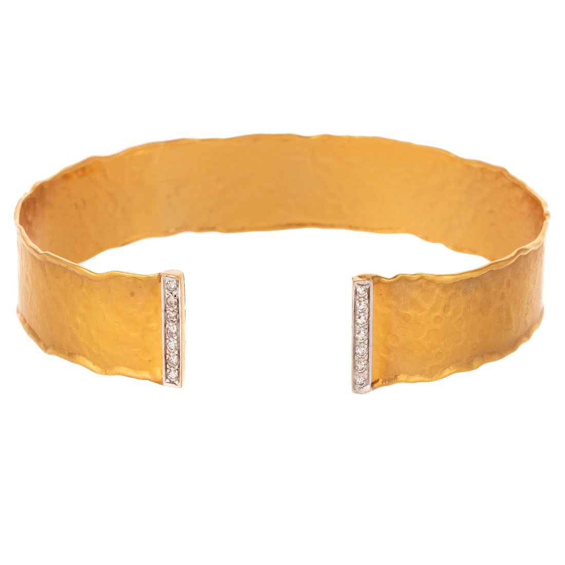An I. Reiss Hammered Finish Diamond Cuff in 14K (1 of 4)