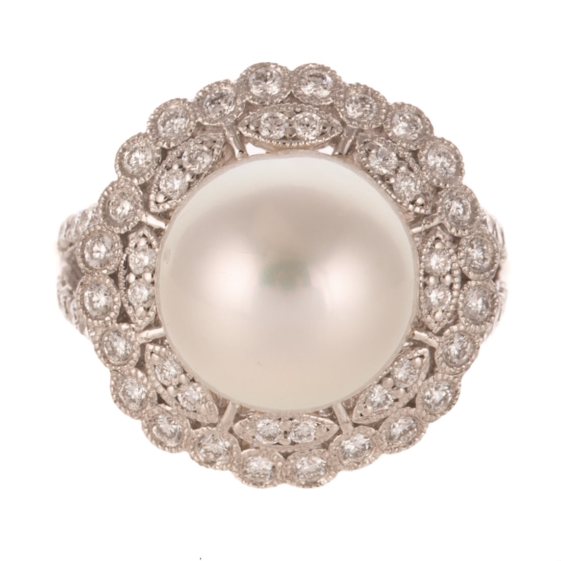 A GIA South Sea Pearl & Diamond Ring in Platinum (1 of 6)