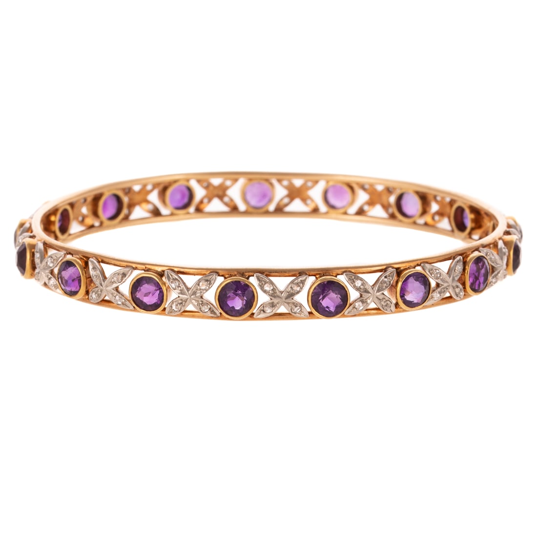 An Edwardian Amethyst & Diamond Bangle in 14K (1 of 3)