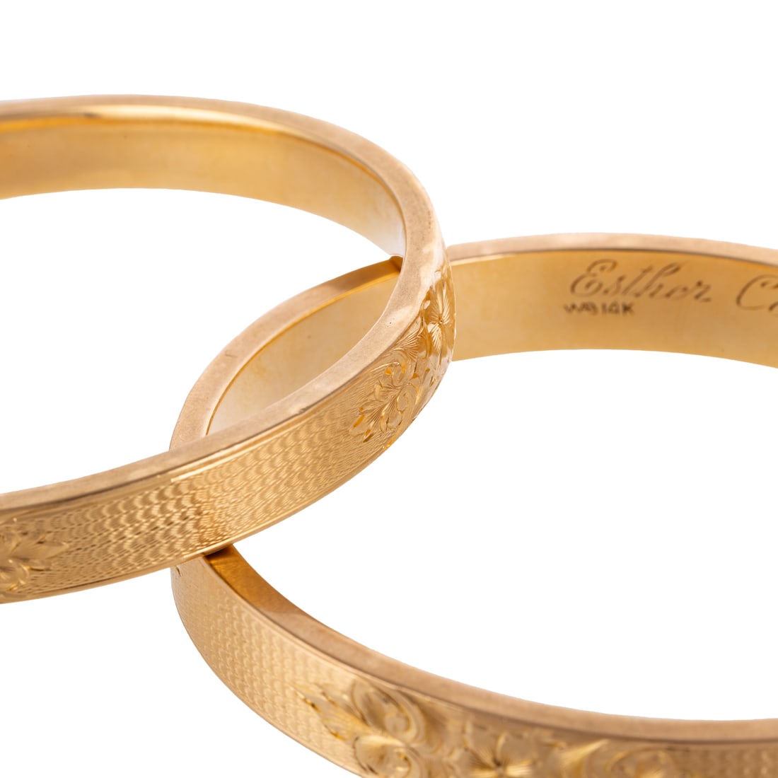 Two Engraved Allsopp-Bliss Bangles in 14K - 2