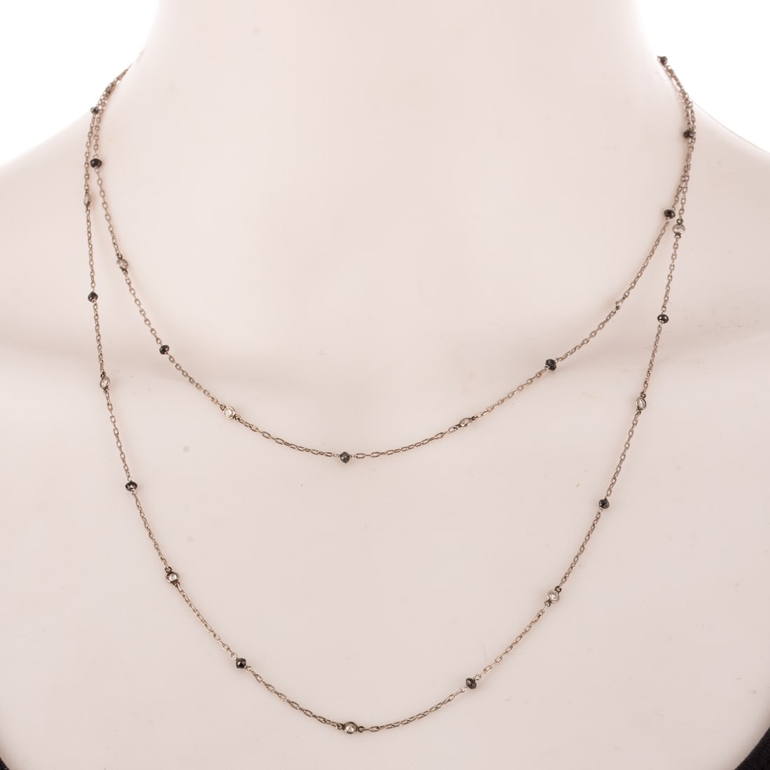 A Black & White Diamond Station Necklace in Platinum (1 of 4)