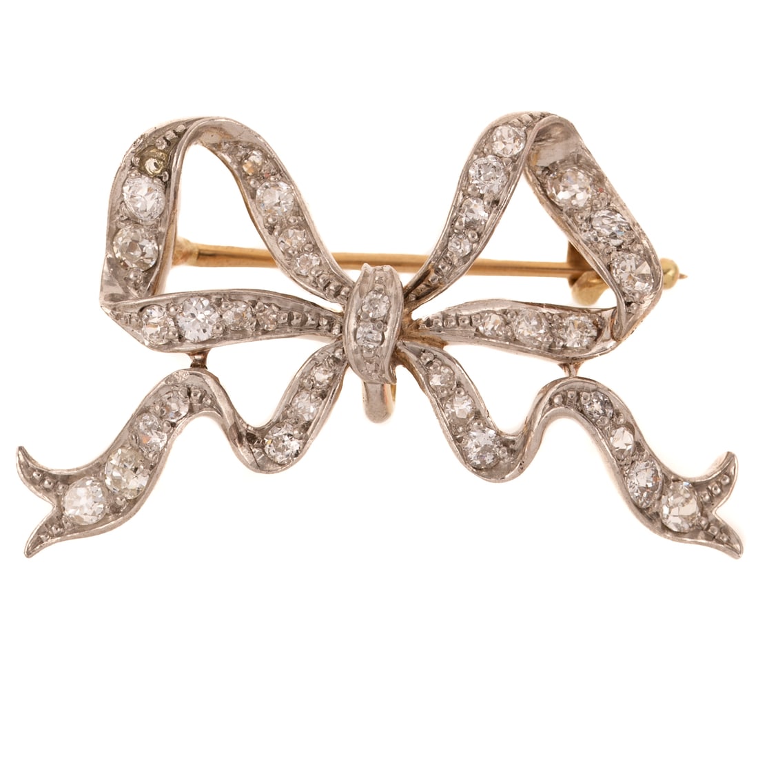 An Edwardian Diamond Bow Brooch in 14K (1 of 3)