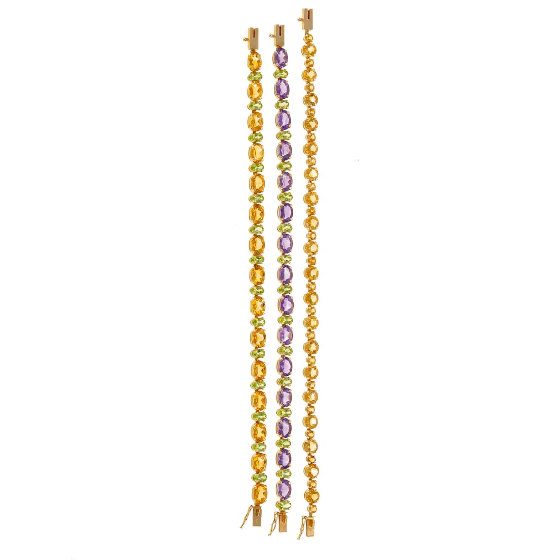A Trio of Colorful Gemstone Link Bracelets in 14K (1 of 5)