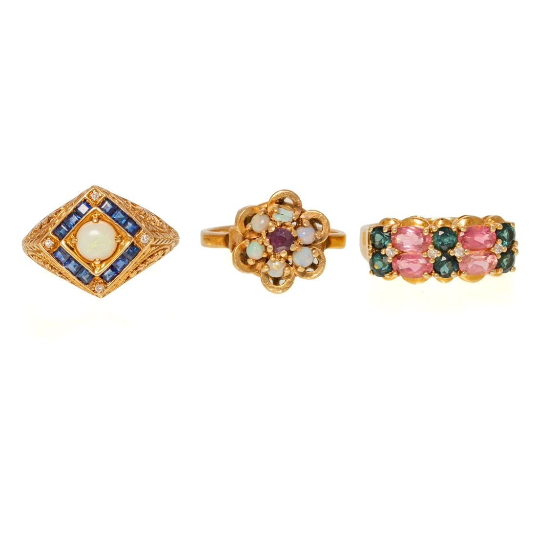 A Trio of Gemstone Rings in 14K (1 of 5)