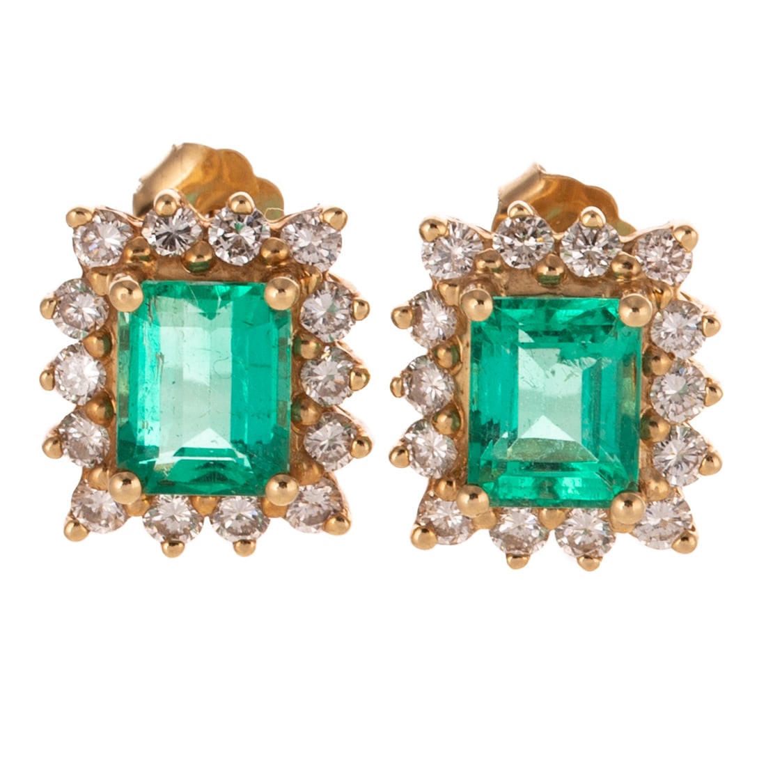 A Pair of Very Fine Emerald & Diamond Earrings in 14K (1 of 3)