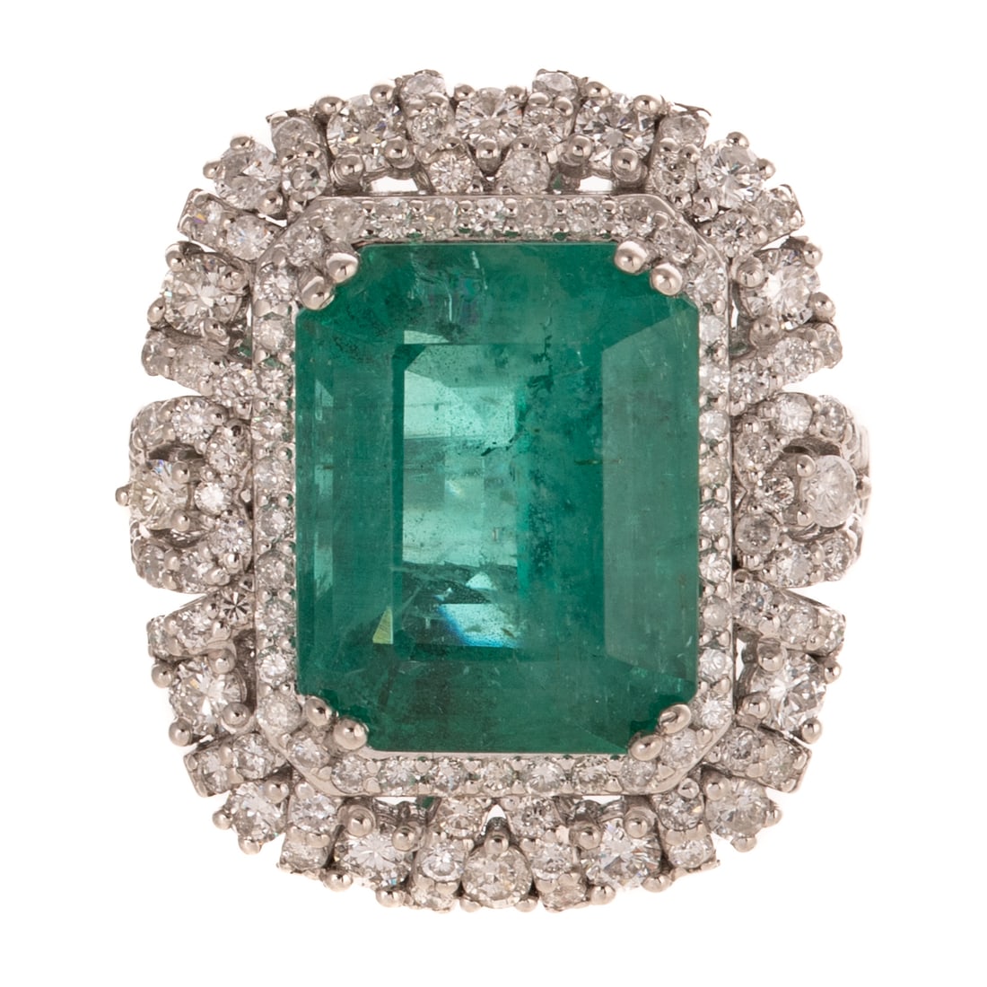 A GIA 9.22 ct Emerald & Diamond Ring in Platinum (1 of 6)