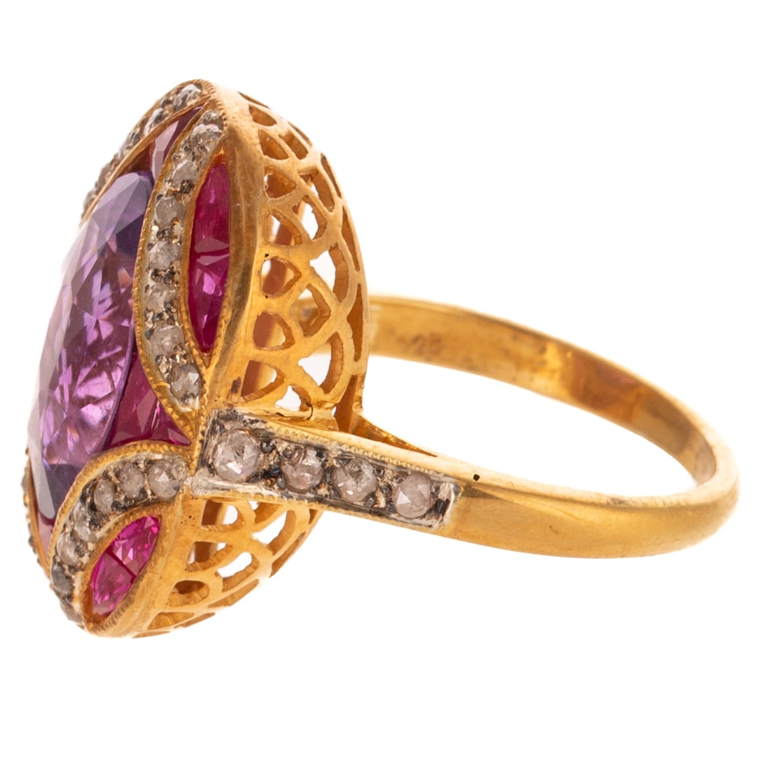 An Amethyst, Ruby & Diamond Ring - 3