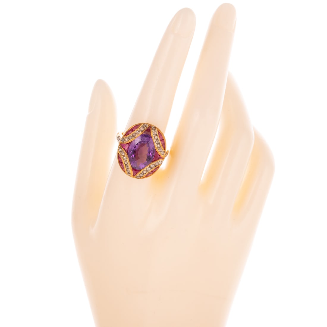 An Amethyst, Ruby & Diamond Ring - 5