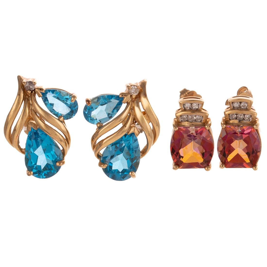 Two Pairs of Topaz Earrings in 14K (1 of 3)