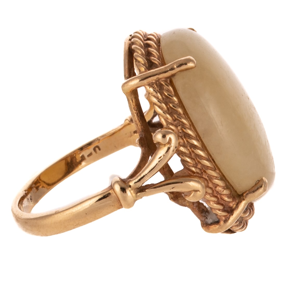 A White Jade Ring in 14K - 2
