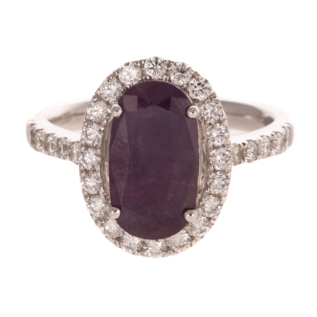 A GIA Unheated Purple-Pink Kashmir Sapphire Ring in Platinum: Platinum ring by Kristian Olsen Denmark featuring an unheated oval shaped purple-pink Kashmir sapphire weighing approx. 3.58 carats, accompanied by GIA Sapphire Origin Report #6233890558, prong set