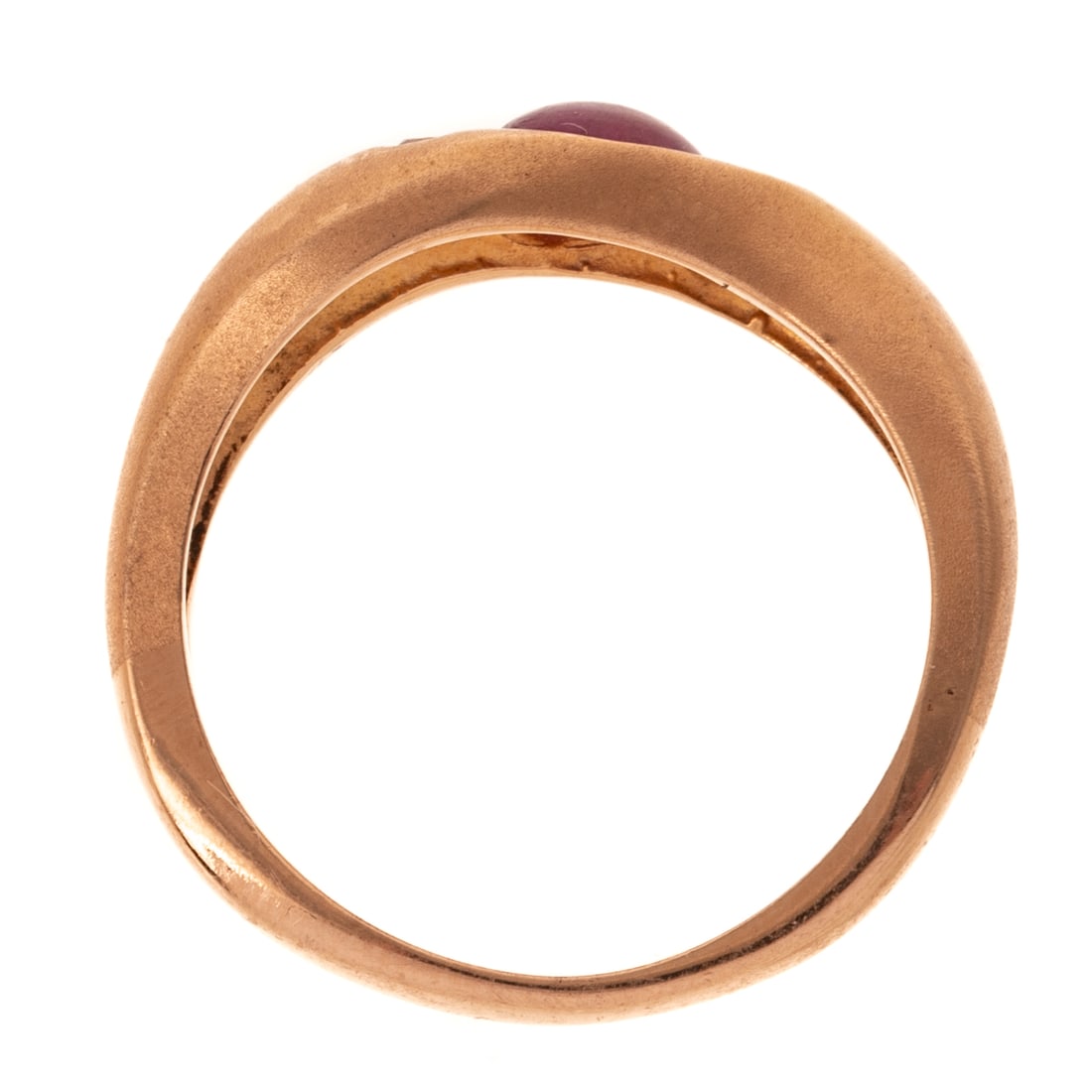 A Modern Ruby Cabochon & Diamond Ring in 14K - 2