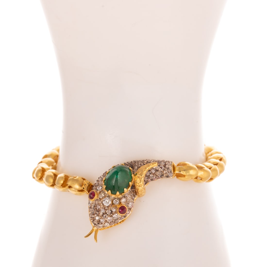 An Emerald, Diamond & Ruby Snake Bracelet - 4