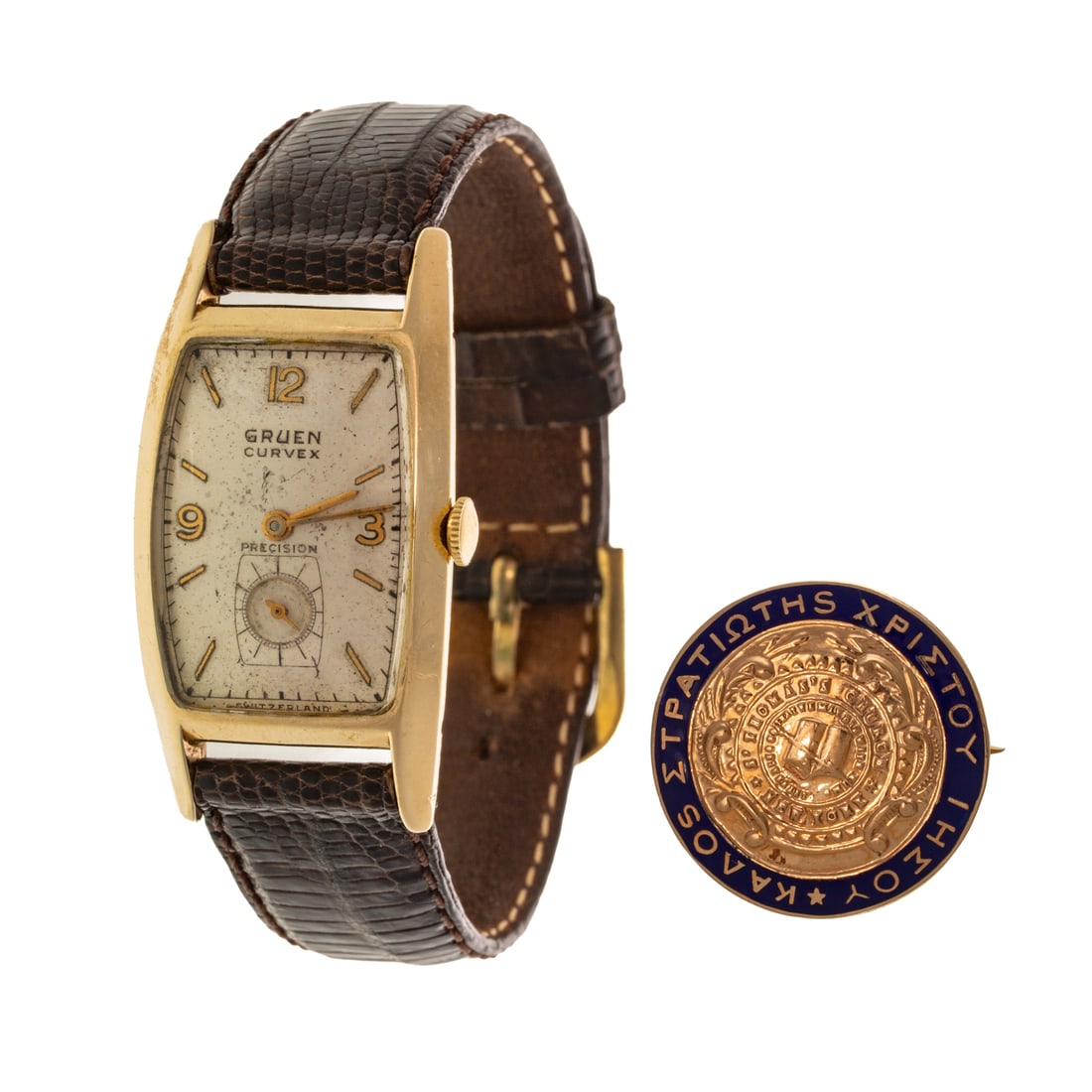 A Gruen Wrist Watch in 14K & St. Thomas Pin in 10K (1 of 5)