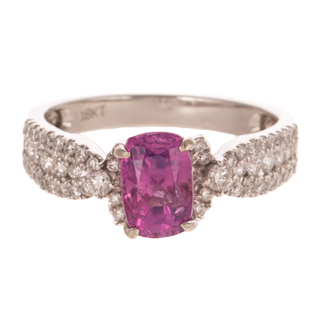 A Vivid Pink Sapphire & Diamond Ring in 18K (1 of 5)