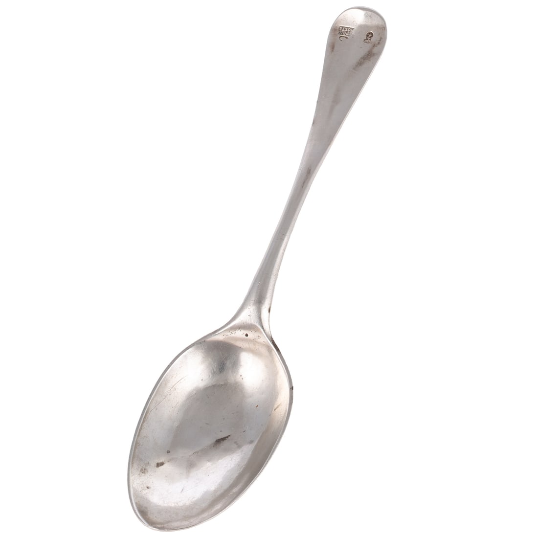Rare 18th Century Polish Silver Wedding Spoon: By Friedrich Wilhelm Sponholtz, Gdansk, 1780s, 800 silver standard The underside of the spoon is inscribed in three places: terminal with "MM" monogram, the handle dated 1788, the bowl inscribed
