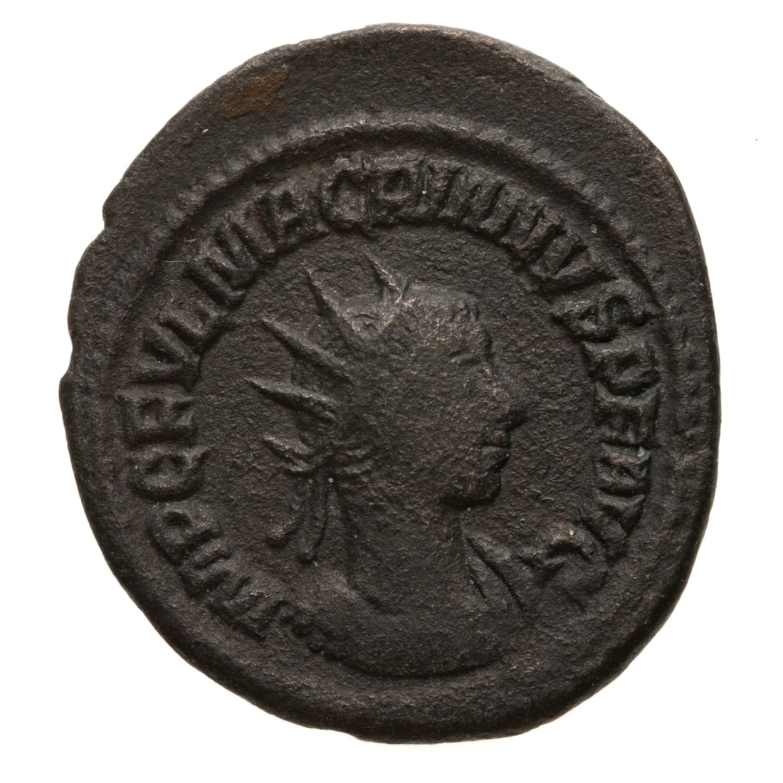 Macrianus Silver Antoninianus 260-261 CE: Fulvius Macrianus, a Roman Usurper who only ruled for several months 260-261 when he died. Obv: IMP C FVL MACRIANVS AVG. Radiate and curiassed bust of Macrianus with drapery on left shoulder. Rev -