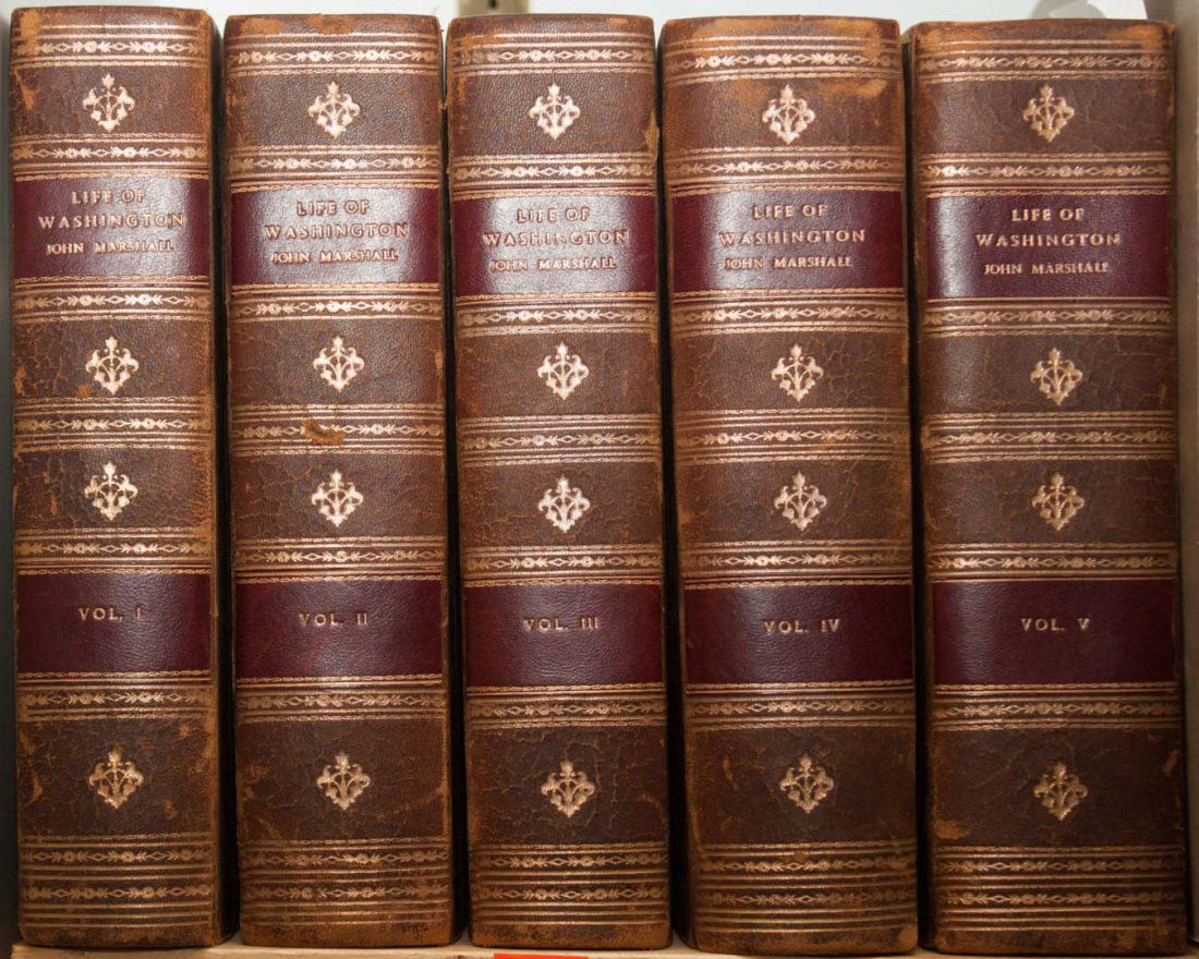 [Americana] Marshall's Life of Washington: John Marshall, The Life of George Washington (Phila: Wayne, 1804-'07) 5 vols , 8vo, later 3/4 leather c.p.wayne phila.very good condition