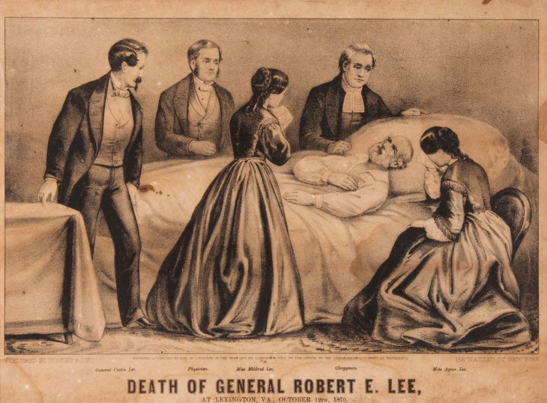[Civil War Print] "Death of Robert E. Lee": (NY: Currier & Ives, 1870) lithograph, framed