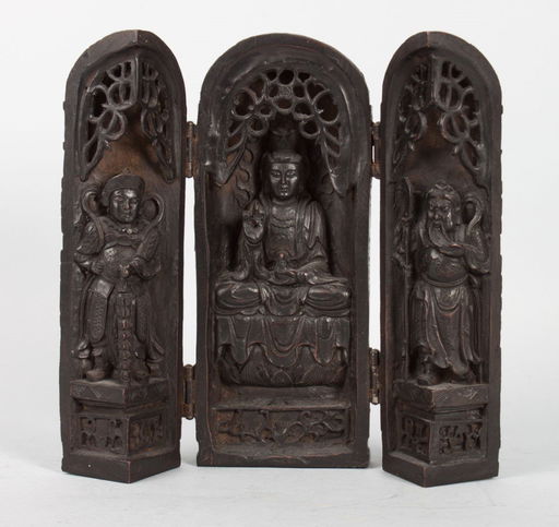 Chinese Buddhist carved wood triptych shrine - Dec 15, 2013 | Alex