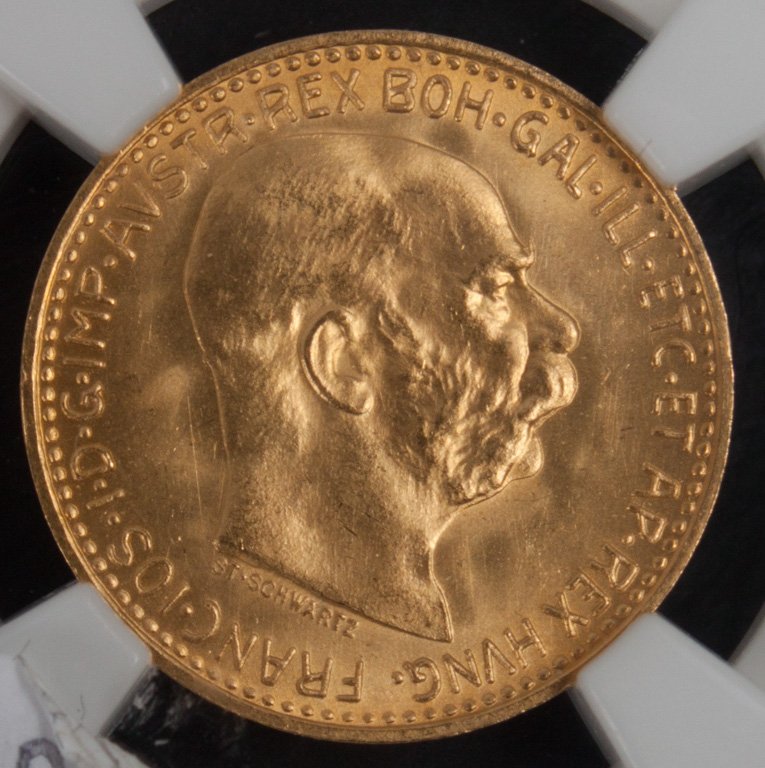 [Austria Gold] Franz Josef 10 corona, 1912: restrike (MS66, in NGC slab)