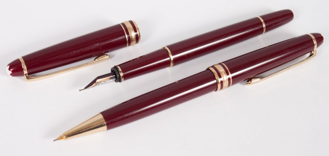 Montblanc Meisterstuck pen and pencil: matching burgundy cases
