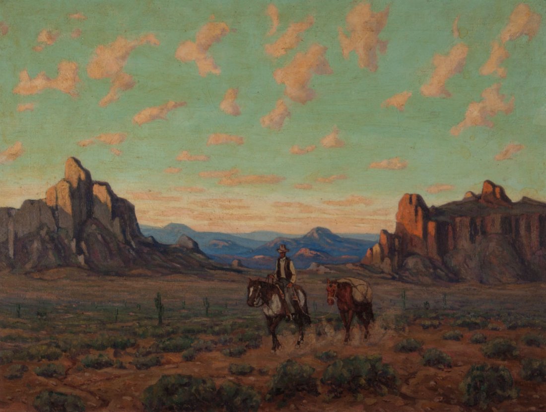 Fred Darge "Going Home," oil on canvas: (German/American, 1900-1978). Signed "F. Darge" lr, 18 x 24 in., framed