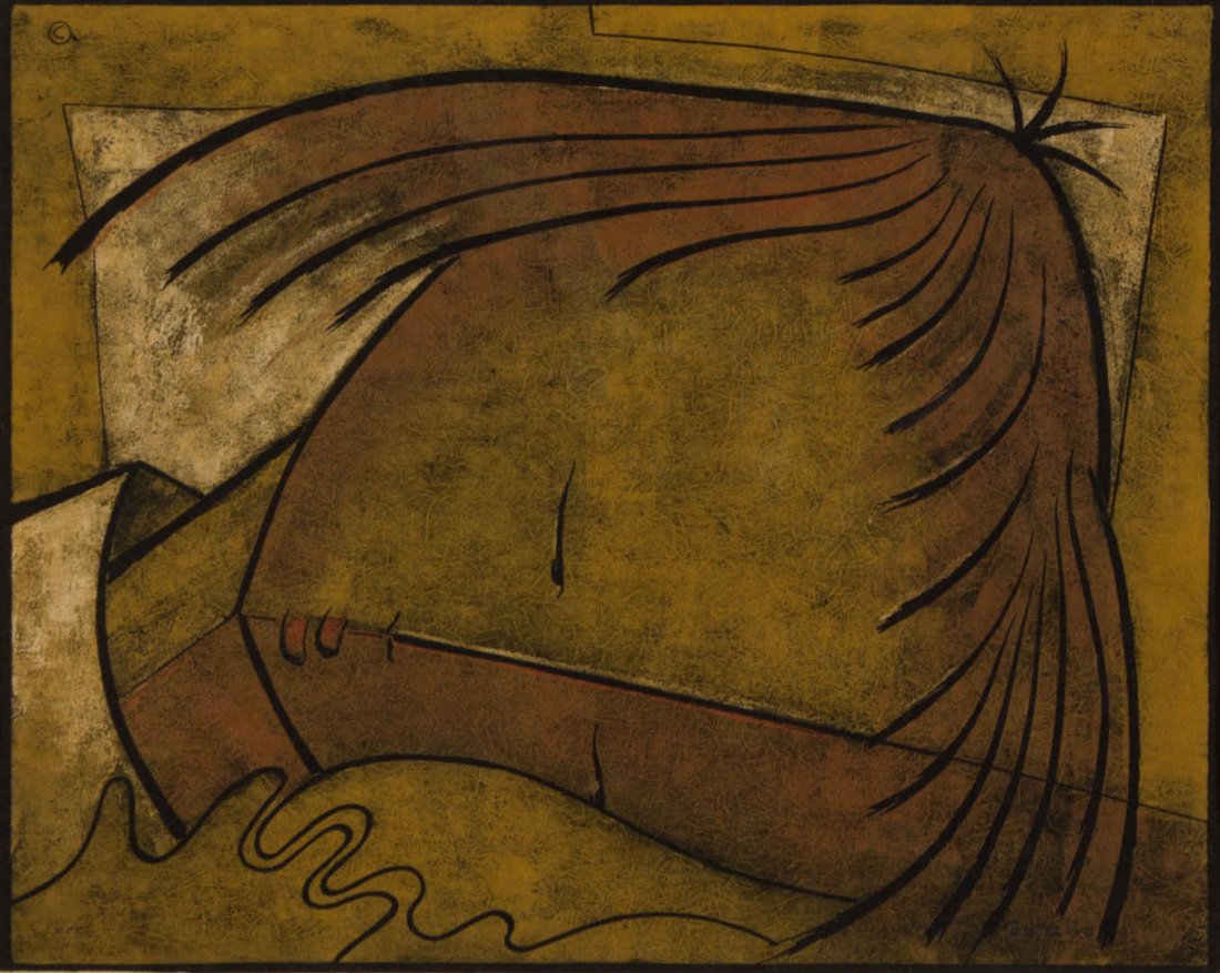 Angel Botello. Sleeping Child, linocut: (Puerto Rican, 1913-1986). Signed "Botello" ur, 7/50 lr, 16 x 20 in., framed