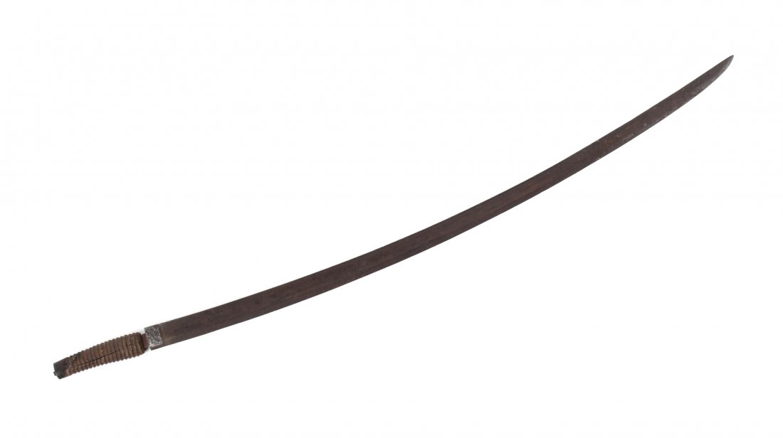 Edged weapon: U.S. cavalry sabre: made by Ames, Cabotville, Ma., dated 1845; the blade 35 3/4 in. L.; wooden grip