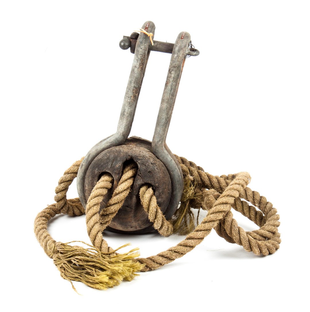 Naval artifact: deadeye from U.S.S. "Hartford": a part of the standing rigging, comprising lignum vitae center and wrought iron holder, from U.S. Navy steam sloop of war, commissioned 1858 and served as Admiral Farragut's flagship