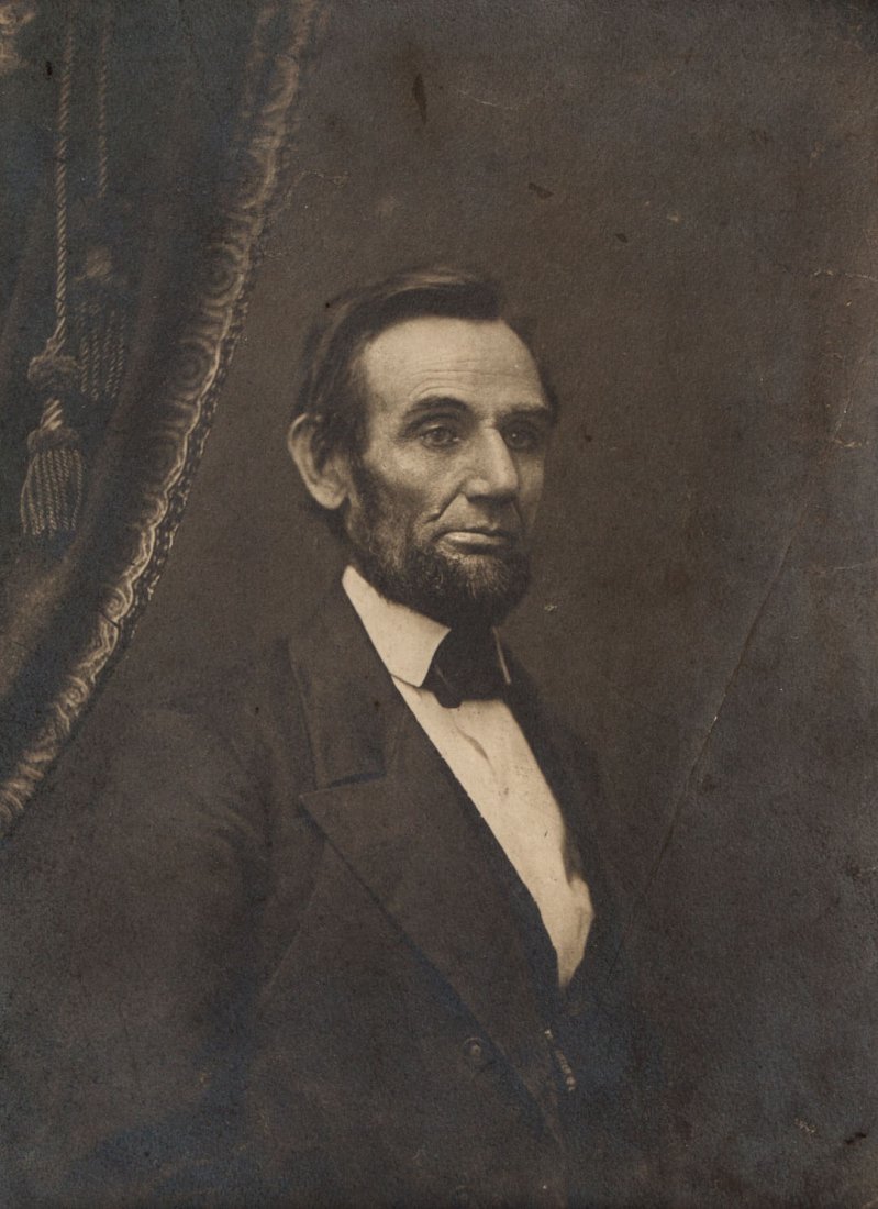Photograph: Abraham Lincoln: portrait taken by C.S. German, Springfield, Il., January, 1861, silver print from the original negative,8 X 5 7/8 in., the back inscribed by the owner, H. W. Hay to Jesse W. Werke (Co-author of Herndo