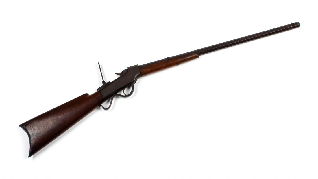 Marlin Ballard's Patent target rifle: serial #32109, similar to the Number 2 Sporting Rifle, but with variations; patent dates 1864 and 1875; .22 cal. octagon barrel, 24 in. L.; iron frame, scroll leaver, and butt; walnut stock and forear